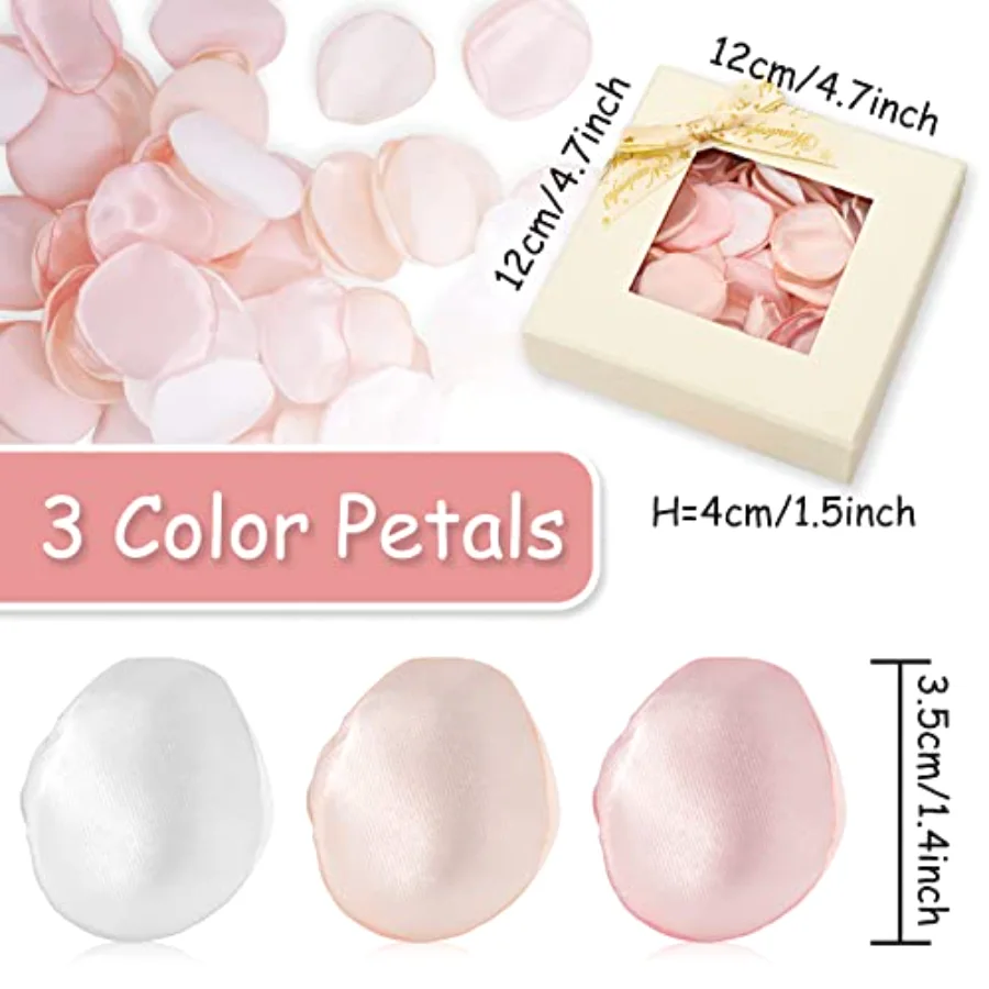 300 Pcs Silk Rose Petals with Box Blush Champagne Pink White Artificial, view 2