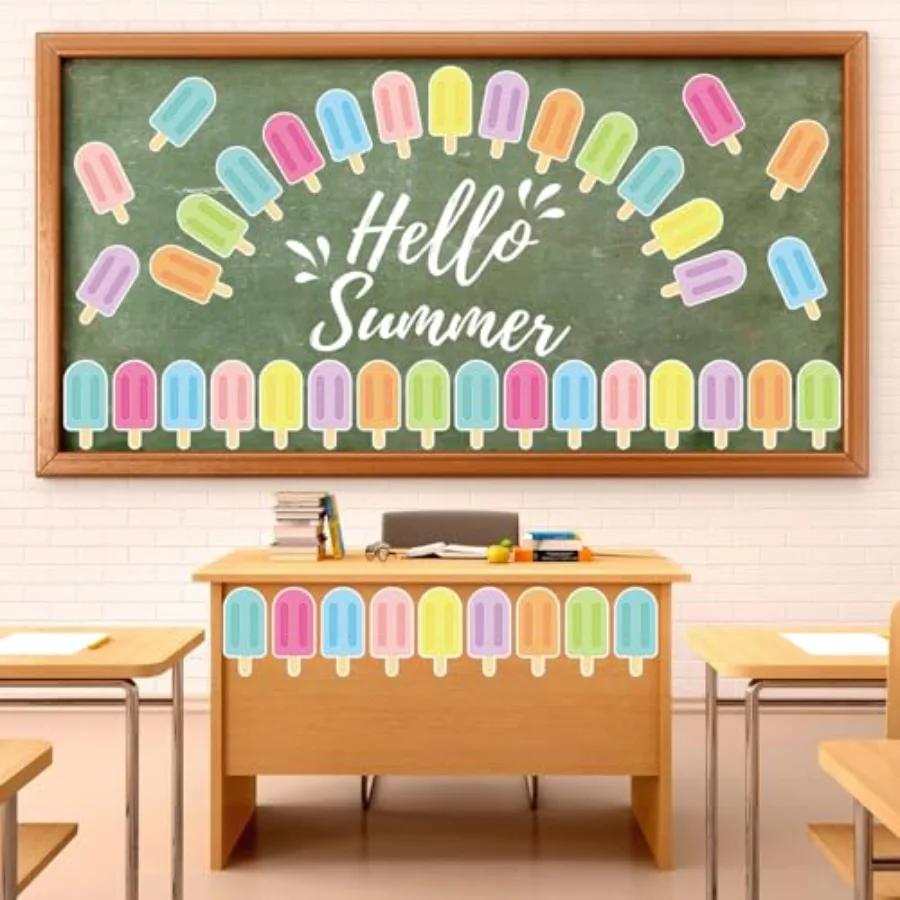 Summer Ice Pop Cutouts Colorful Ice Lolly Paper Cut Outs Back to School, view 3