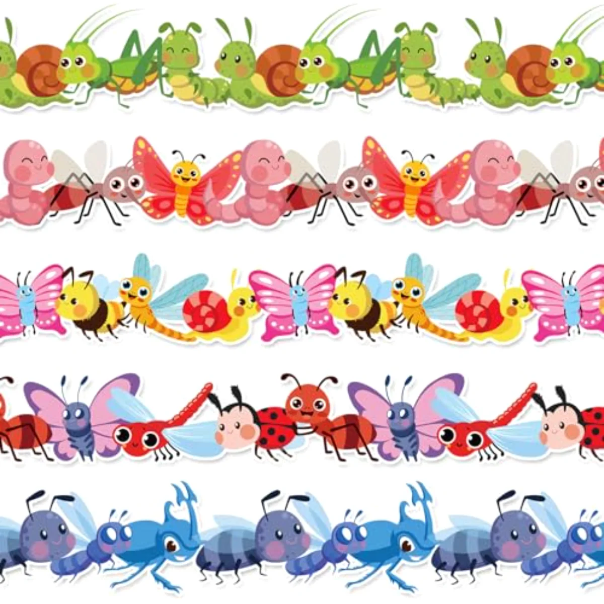 69 Ft Insect Bulletin Board Borders Colorful Cartoon Bug Adhesive Trim
