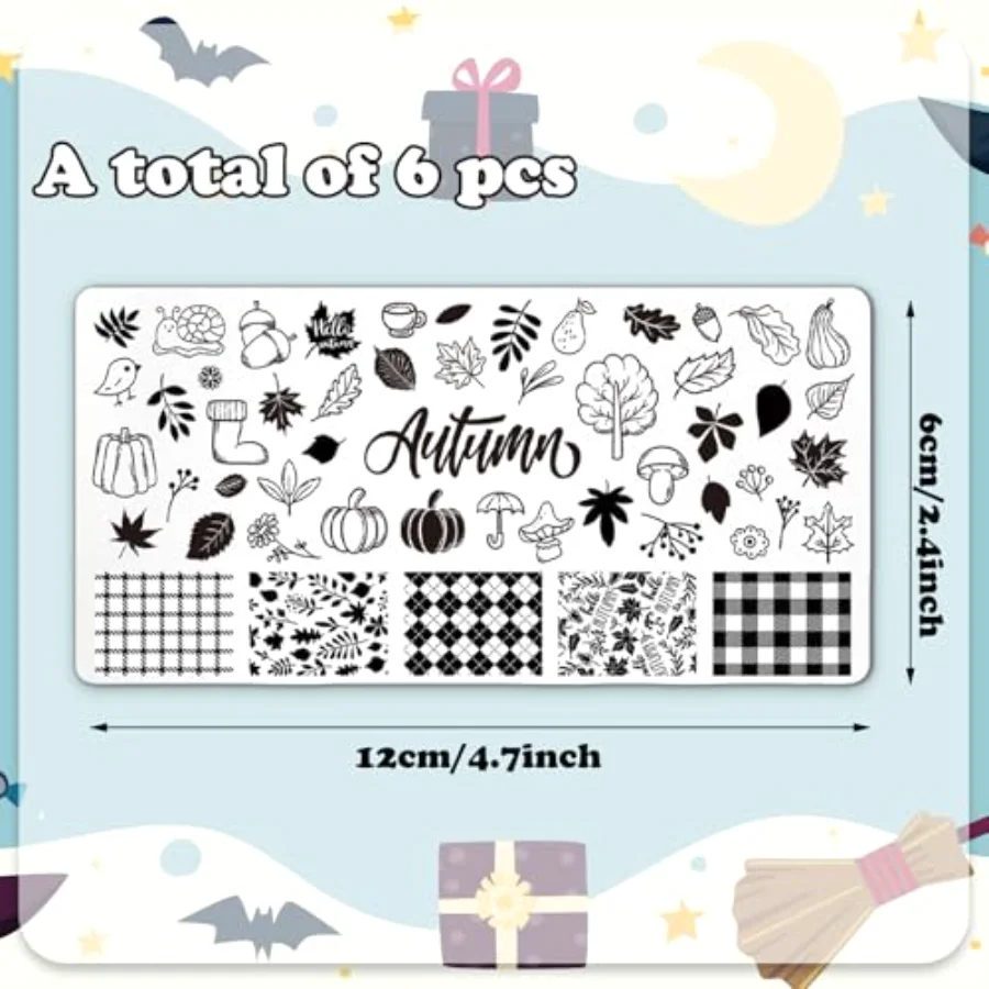 6 Pcs All Holiday Nail Art Plates, view 2