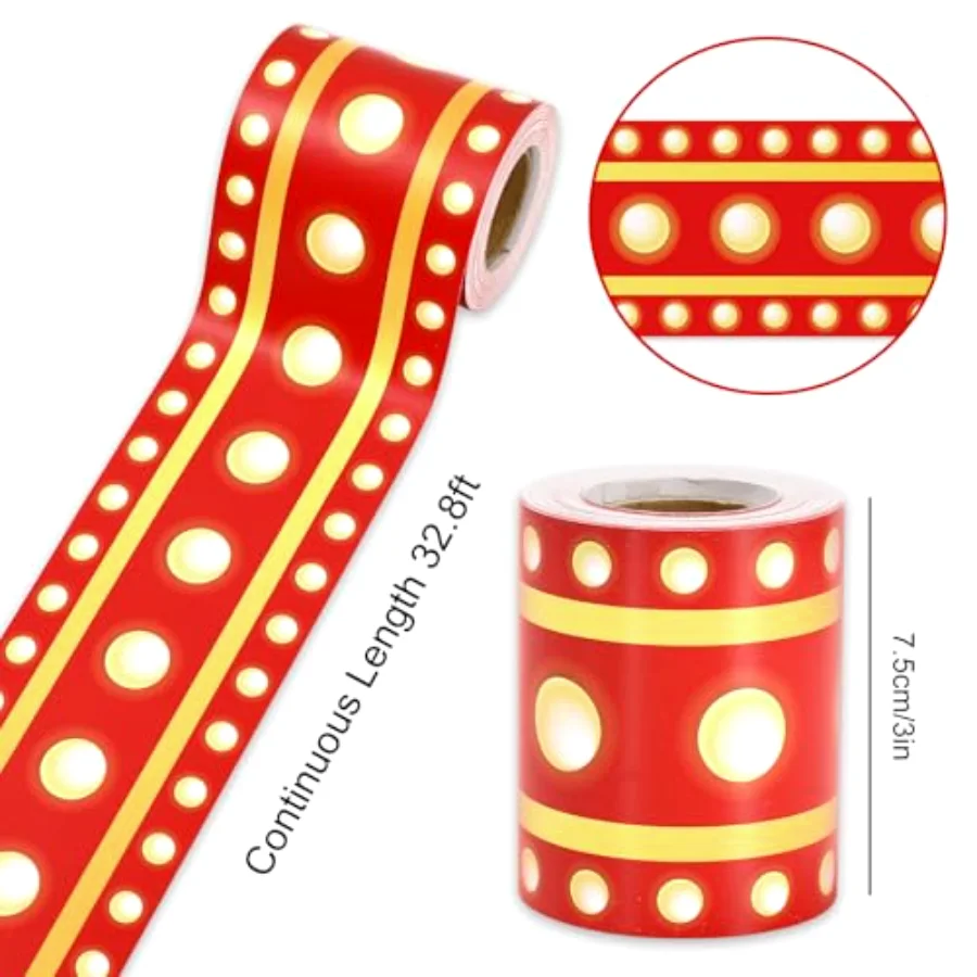 Movie Night Bulletin Board Border Christmas Red Yellow Light Die Cut Trim, view 2