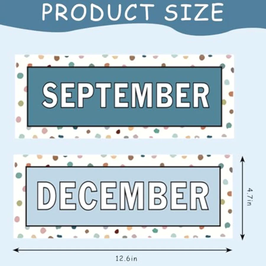 12 Pcs Months of The Year Bulletin Board Set Boho Color Monthly Headliners, view 2