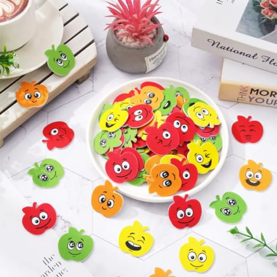 200 Pcs Back to School Foam Stickers Smile Face Apples Self Adhesive, view 4