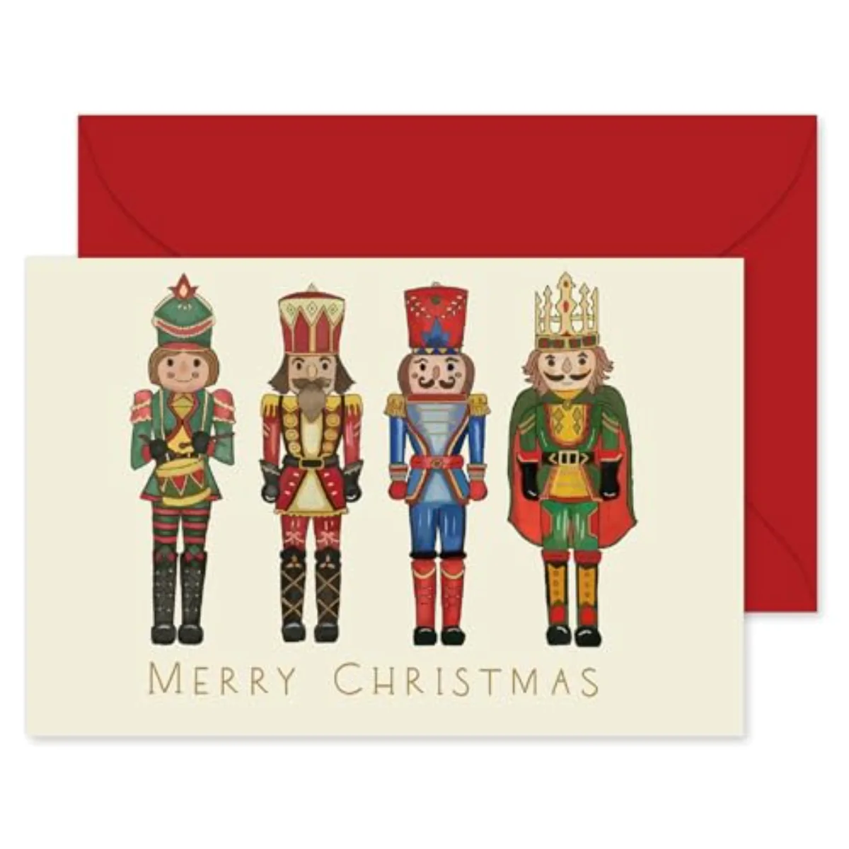24 Pack Merry Christmas Greeting Cards Cartoon Nutcracker Blank Note Cards