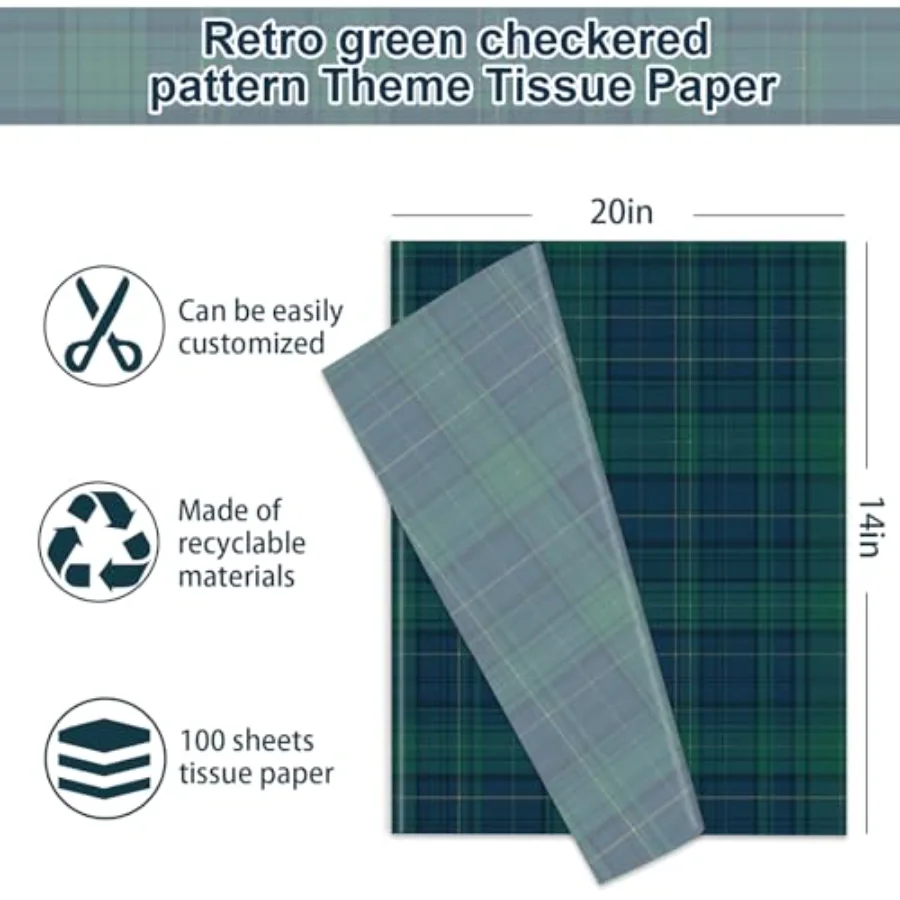 100 Sheets Tartan Plaids Tissue Paper 14 x 20 Inch Gift Wrapping Tissue, view 2
