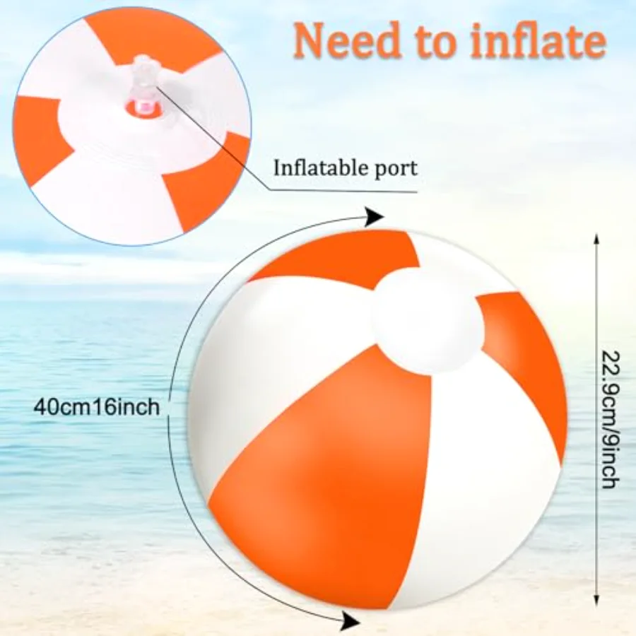 3Pcs Inflatable Beach Ball 16 Inch Round Pool PVC Balls Cute Game Toys for, view 2
