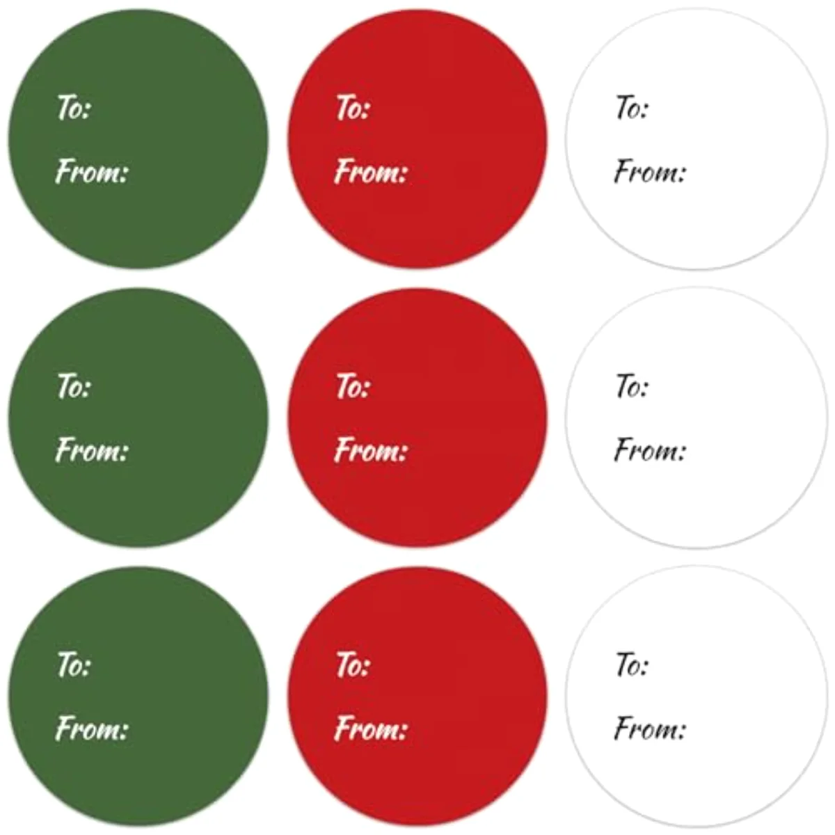 315Pcs Christmas Paper Gift Tag Sticker 2.5 Inch Red Green White Circle