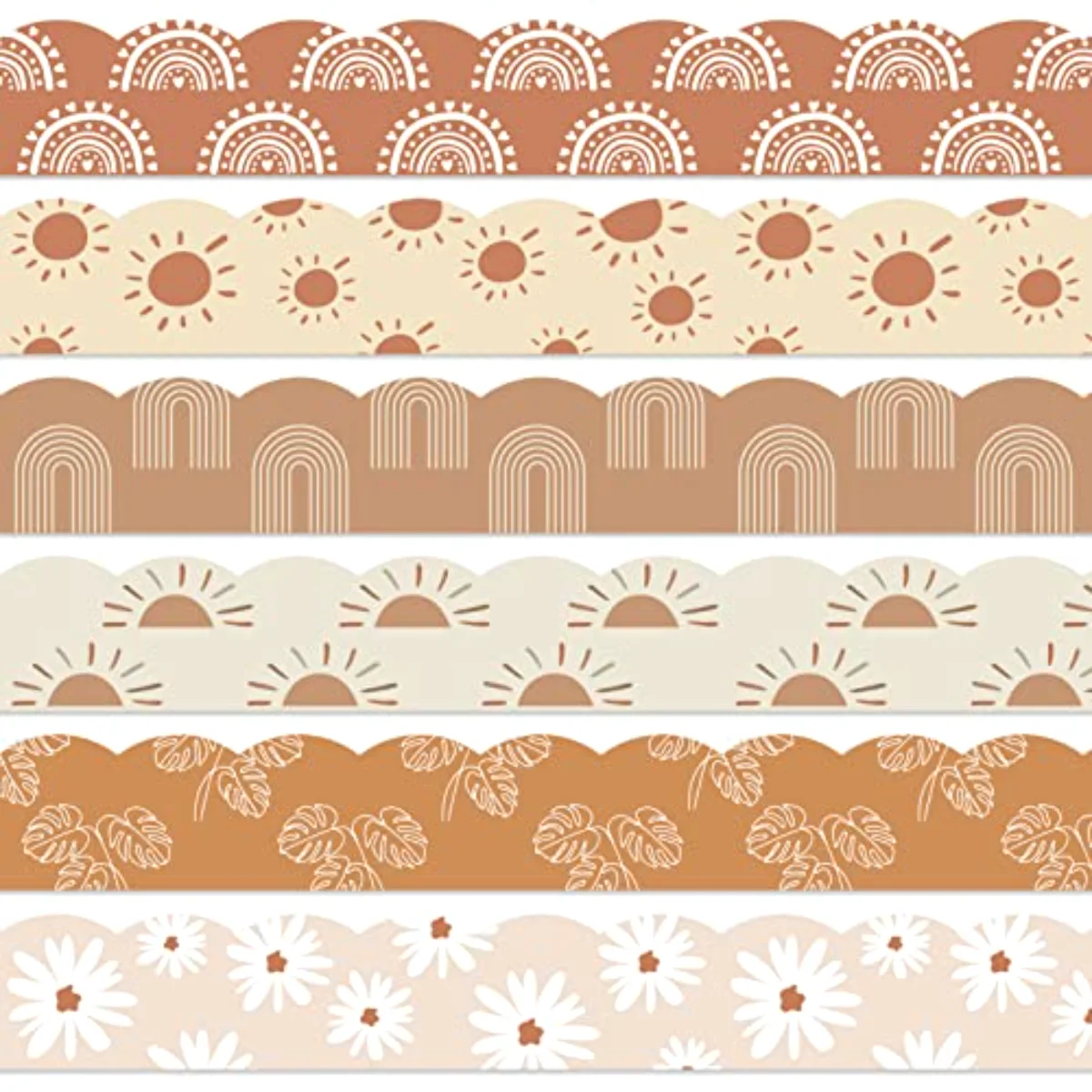 82Ft Modern Boho Bulletin Board Borders 6 Designs 72 Pcs Self-Adhesive
