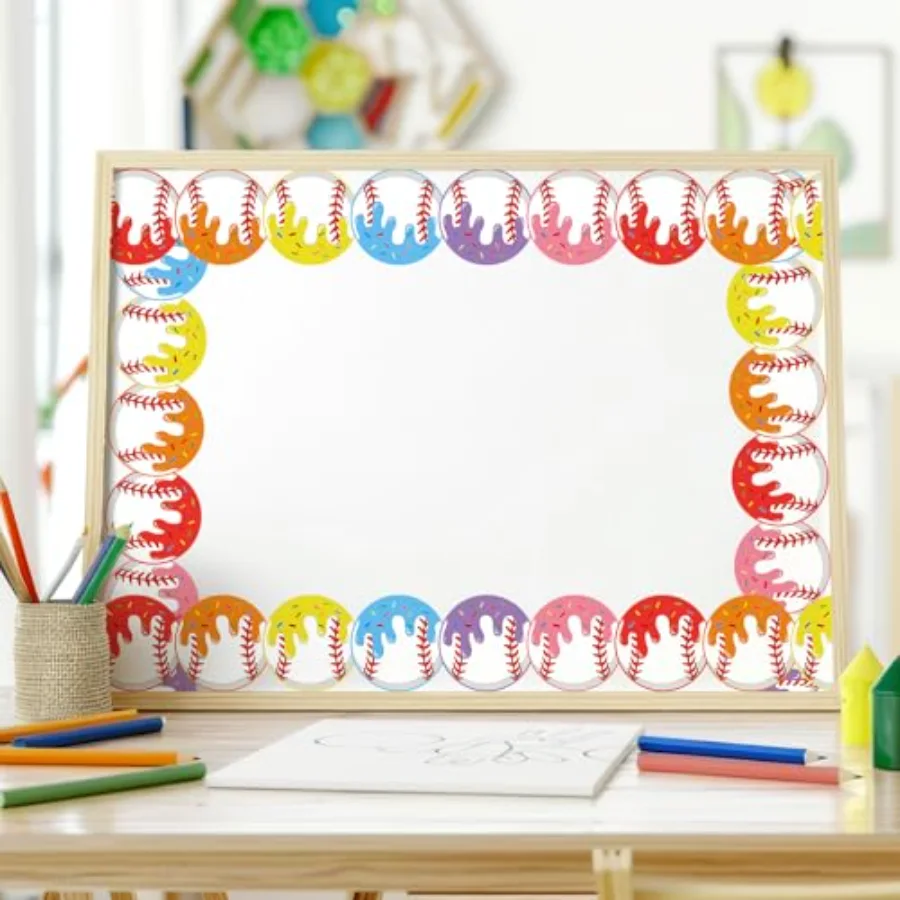 32.8Ft Baseball Ice Cream Drip Bulletin Board Border Colorful Summer Sport, view 4