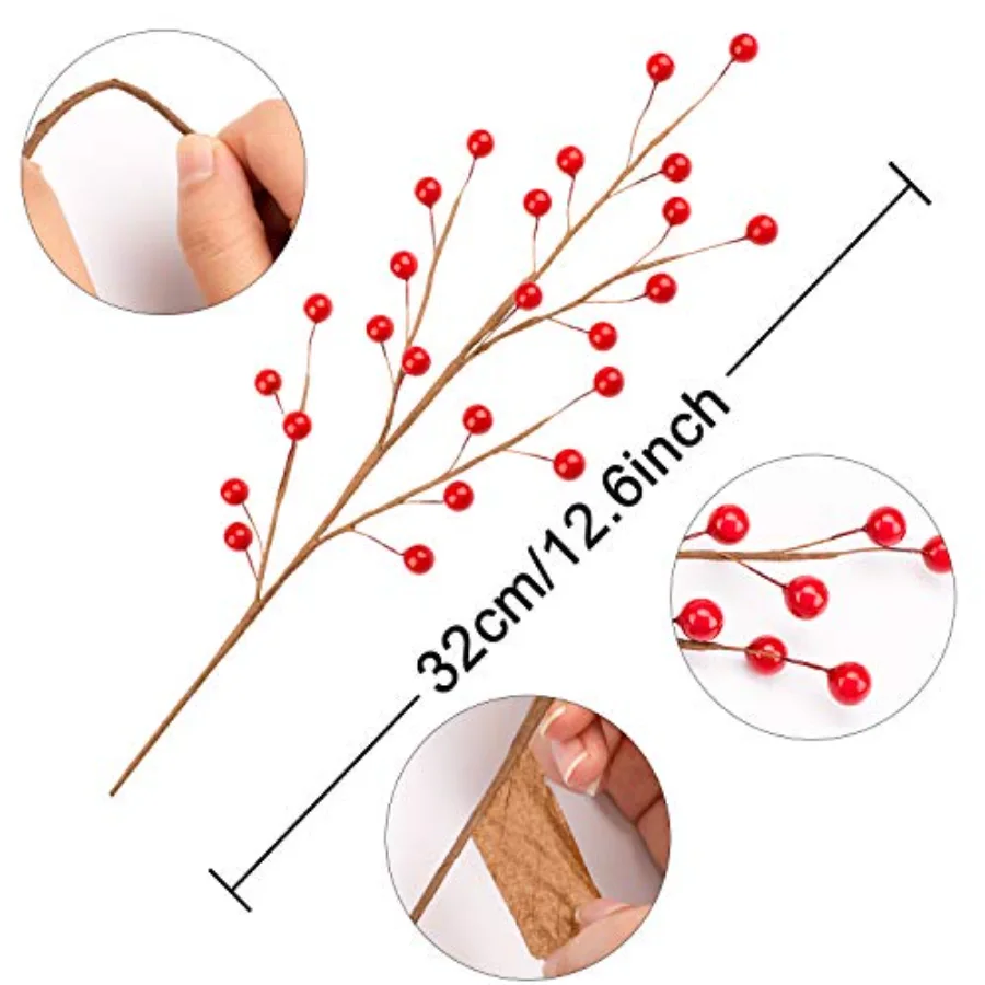 Christmas Red Berry Twig Stem, view 2
