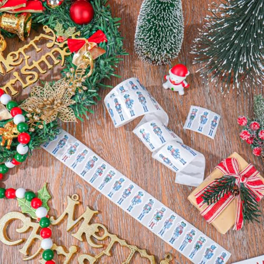 1000 Pcs Christmas Nutcracker Stickers Roll Xmas Cartoon Chinoiserie, view 3