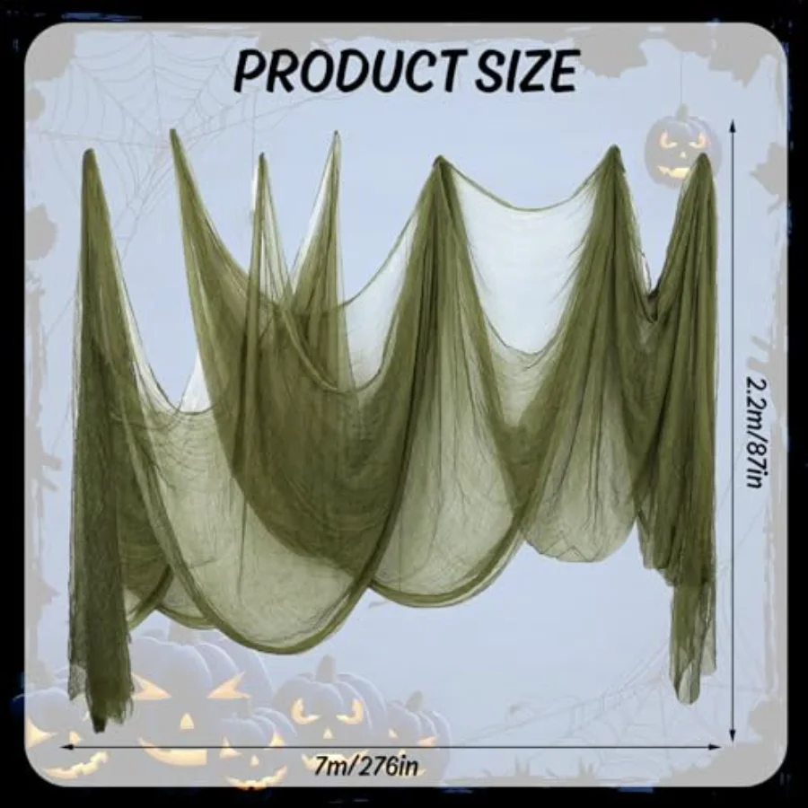Halloween Olive Green Creepy Cloth 276 x 87 Inch Spooky Gauze Clothes, view 2