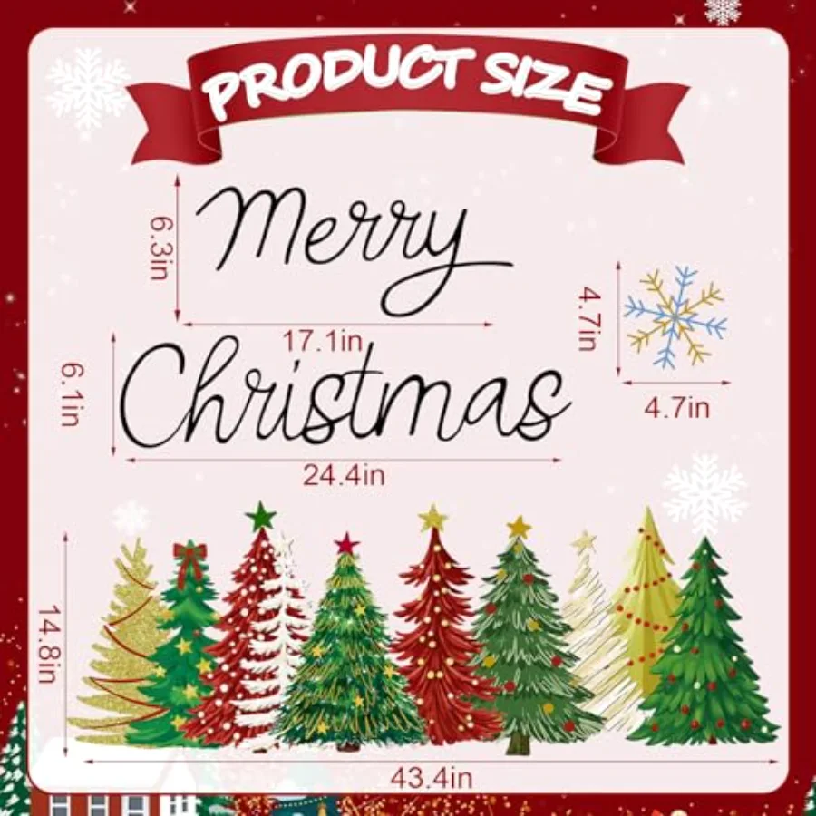 22Pcs Merry Christmas Garage Door Magnets Red Green Gold Xmas Tree, view 2