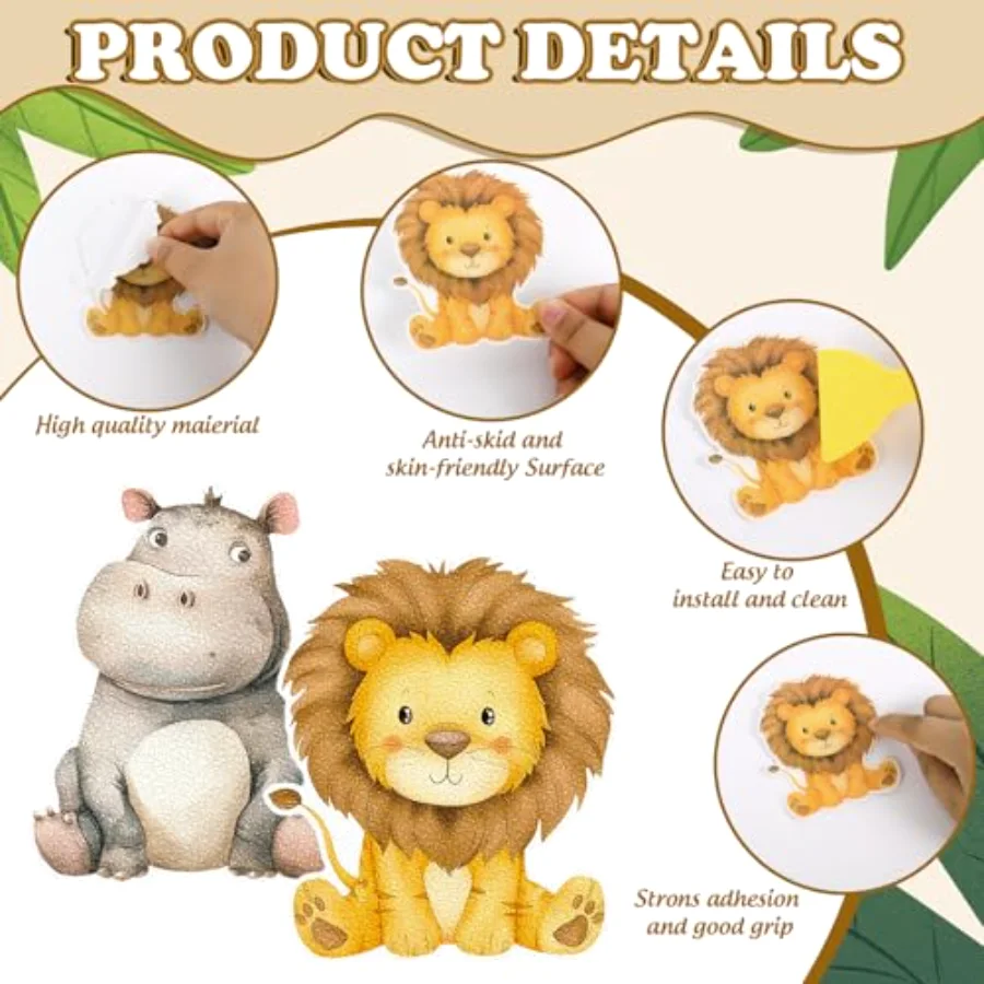 24Pcs Woodland Animal Bathroom Non Slip Stickers Waterproof Anti Slip, view 3