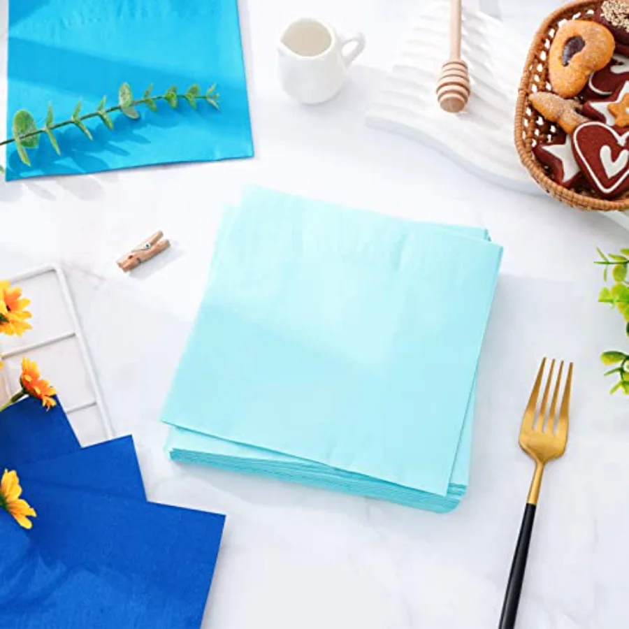 150 Pack Blue Paper Napkins 3 Gradient Blue Colors Disposable Luncheon, view 3