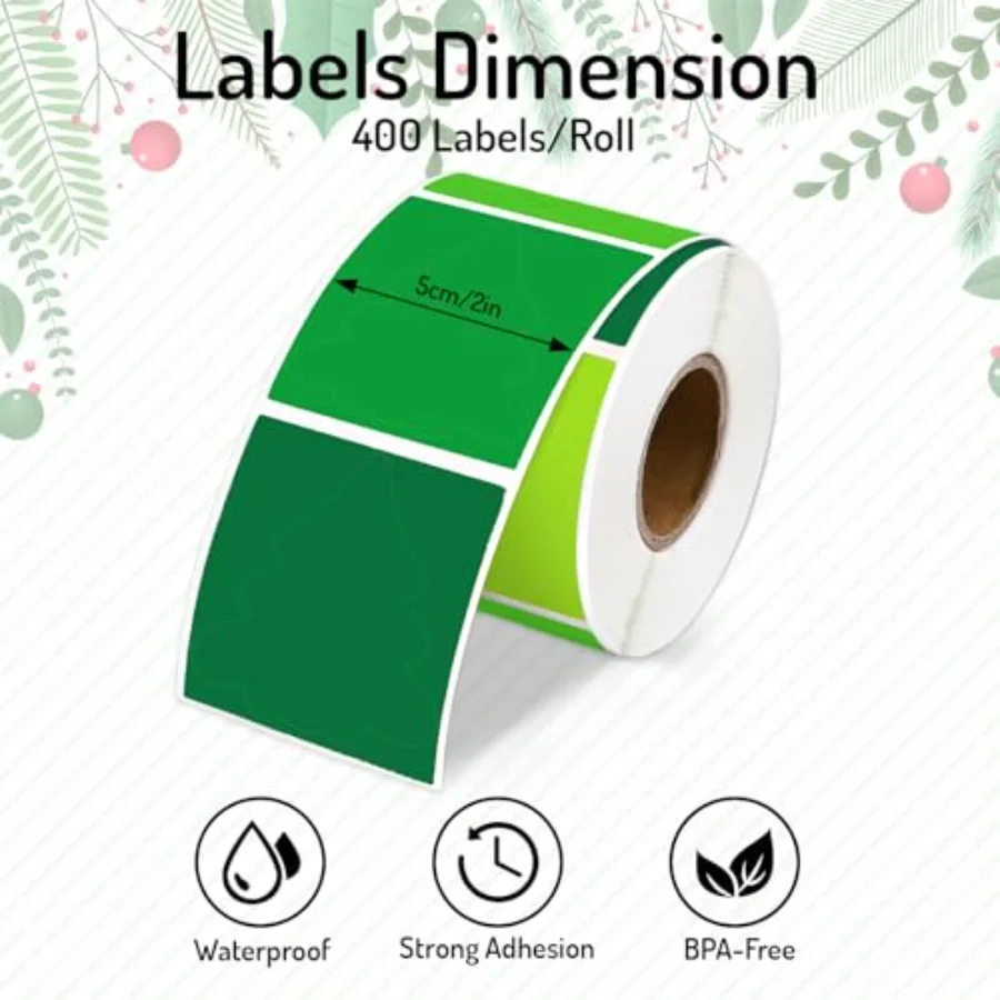 Christmas Tree Direct Thermal Labels Stickers Green Colored Pine Tree, view 2