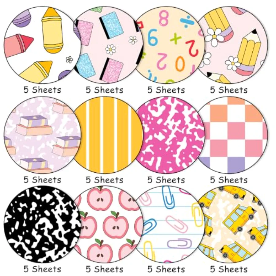 60 Sheets Back to School Pattern Paper Pastel Scrapbook Specialty Paper, view 3