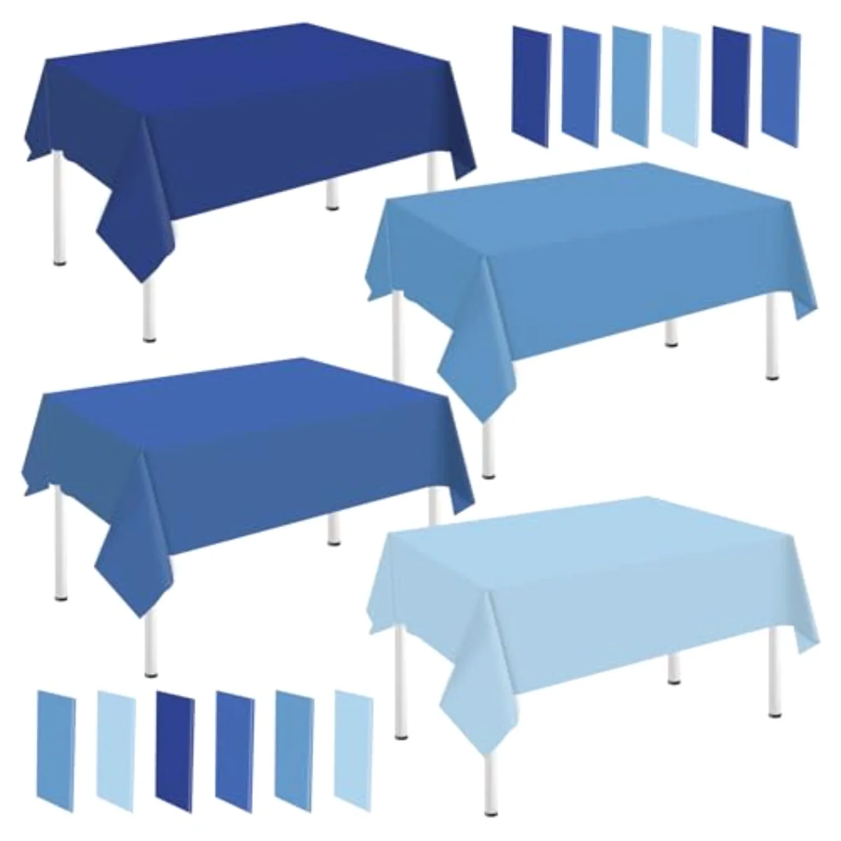 12Pcs Dusty Blue Plastic Tablecloth Rectangle Table Cover 4 Blue Colors