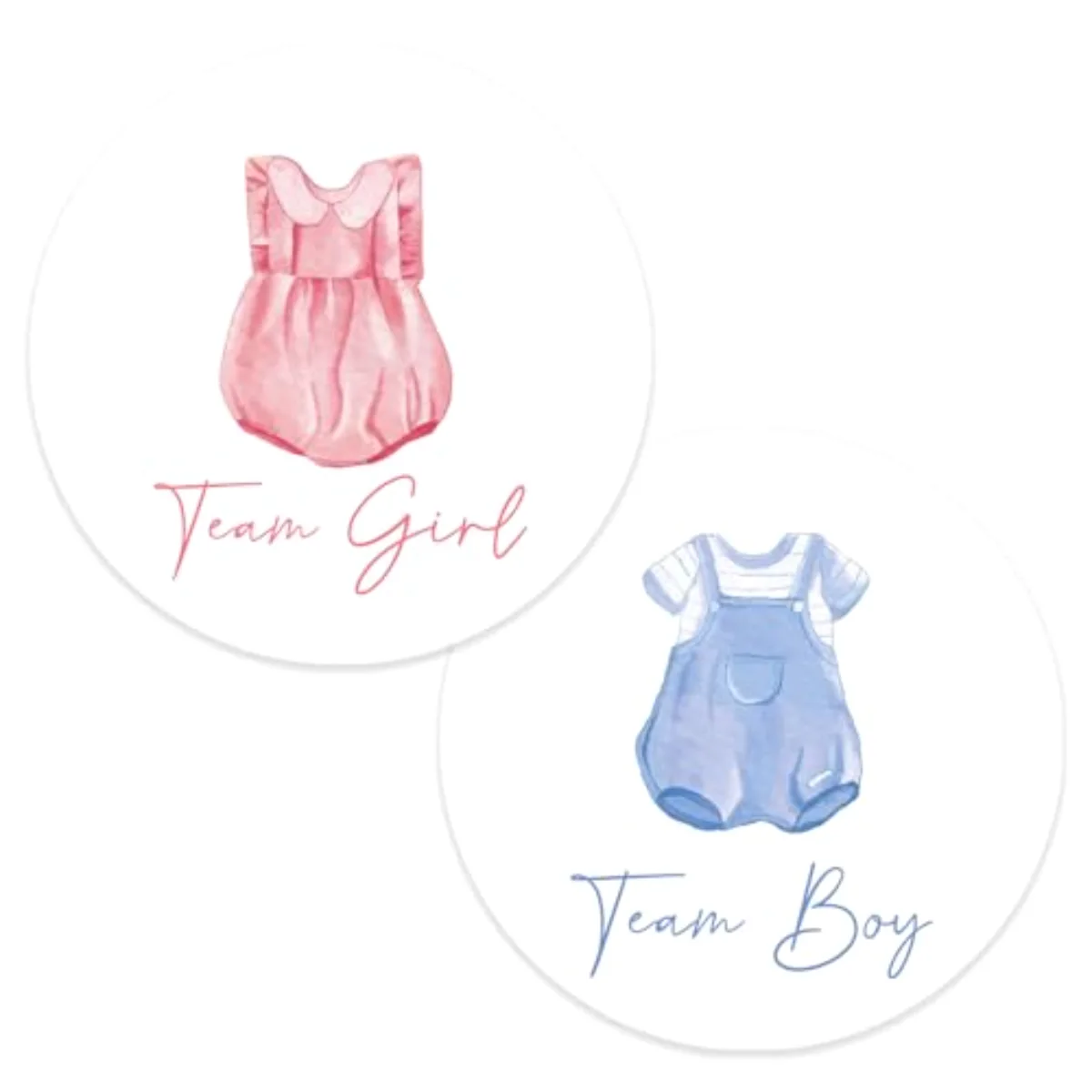 120Pcs Baby Clothes Gender Reveal Stickers Watercolor Pink Team Boy Team