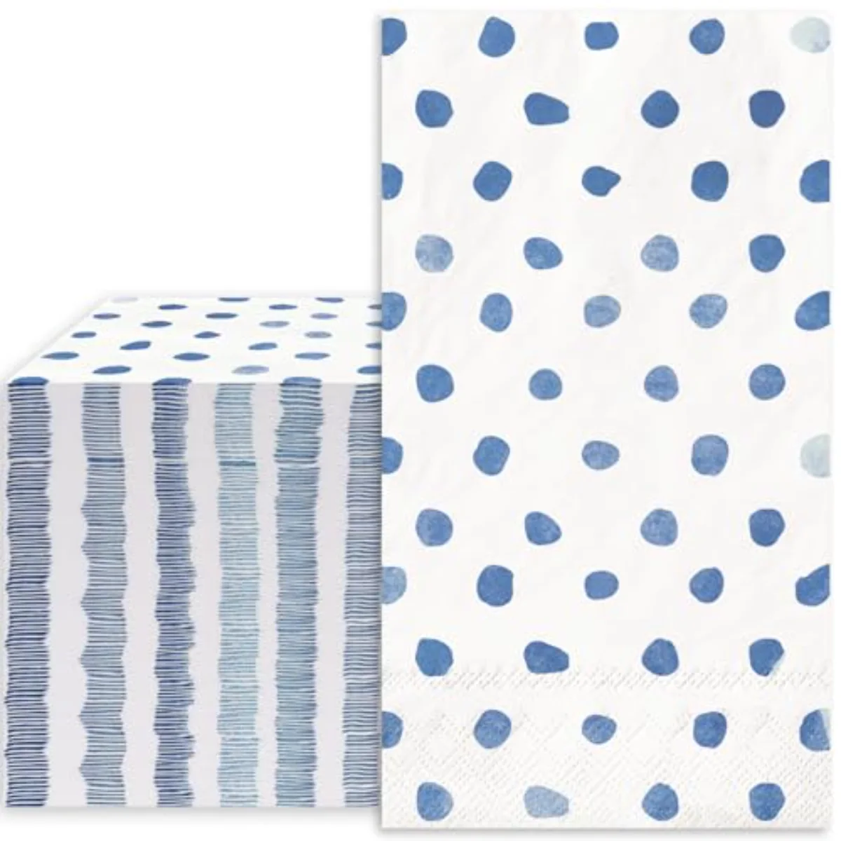 Polka Dots Guest Napkins White Blue 3 Ply Disposable Paper Napkins Dinner