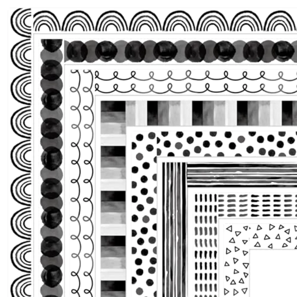 82 Ft Black White Bulletin Board Borders Rainbow Dot Pattern Adhesive Trim