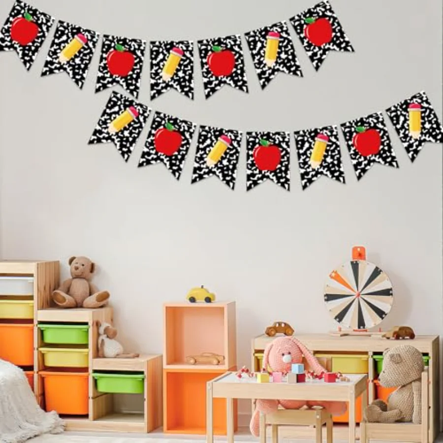 Back to School Decorations DIY Required Bunting Garland Composition Apples, view 4