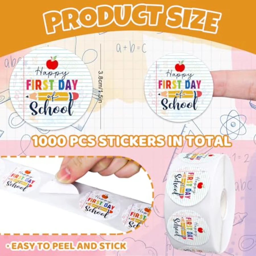 1000Pcs Back to School Stickers Happy First Day of School Decal Stickers, view 2