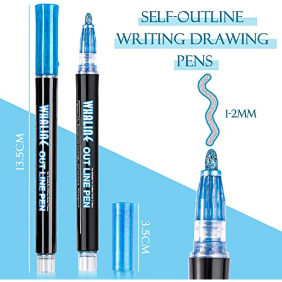 Outline Shimmer Markers 12 Colors Double Line Outline Pens Stocking, view 3
