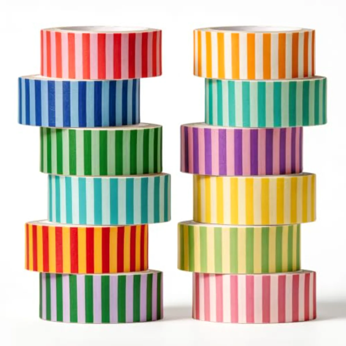 12 Rolls Striped Washi Tape Masking Tape Set