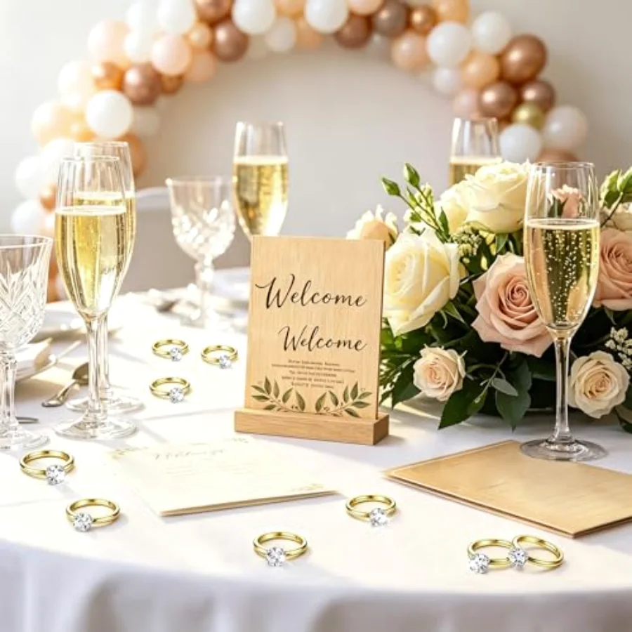 72Pcs Gold Bridal Shower Diamond Rings, view 4
