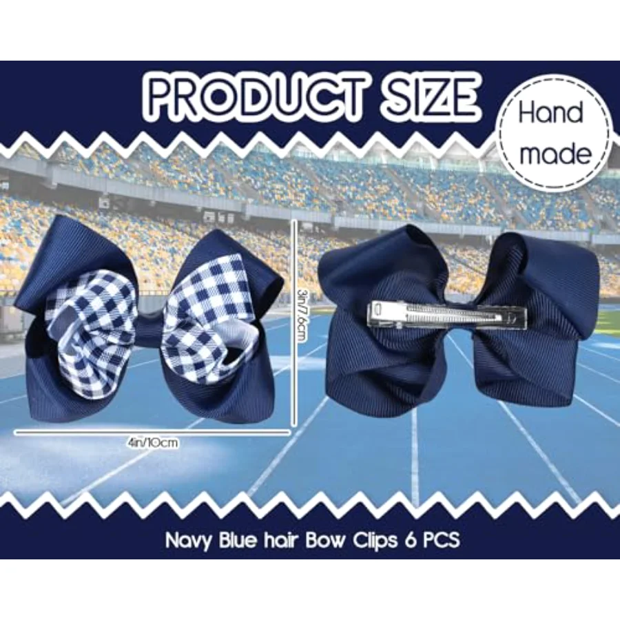 Hair Bow Clips, 6Pcs Back to School Uniform Hair Accessories, view 2