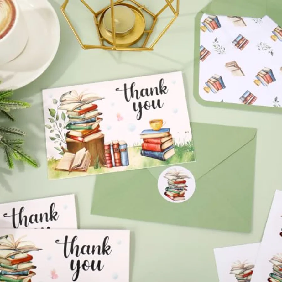 24 Pack Storybook Thank You Cards A New Chapter Book Theme Note Card with, view 3