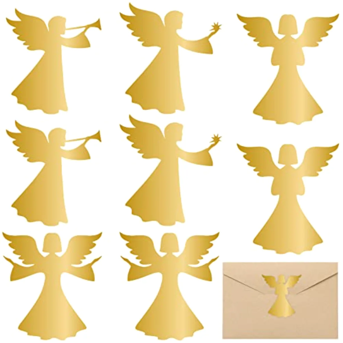 400Pcs Christmas Stickers Gold Angel Envelopes Seal Stickers Self-Adhesive