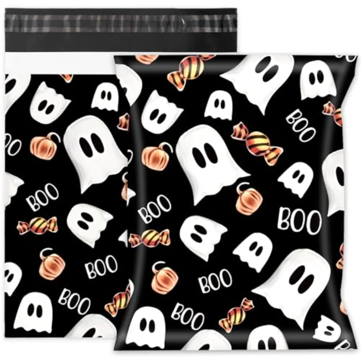 100 Pcs Halloween Poly Mailer 10 x 13 Inch Black Ghost Pumpkin Candy