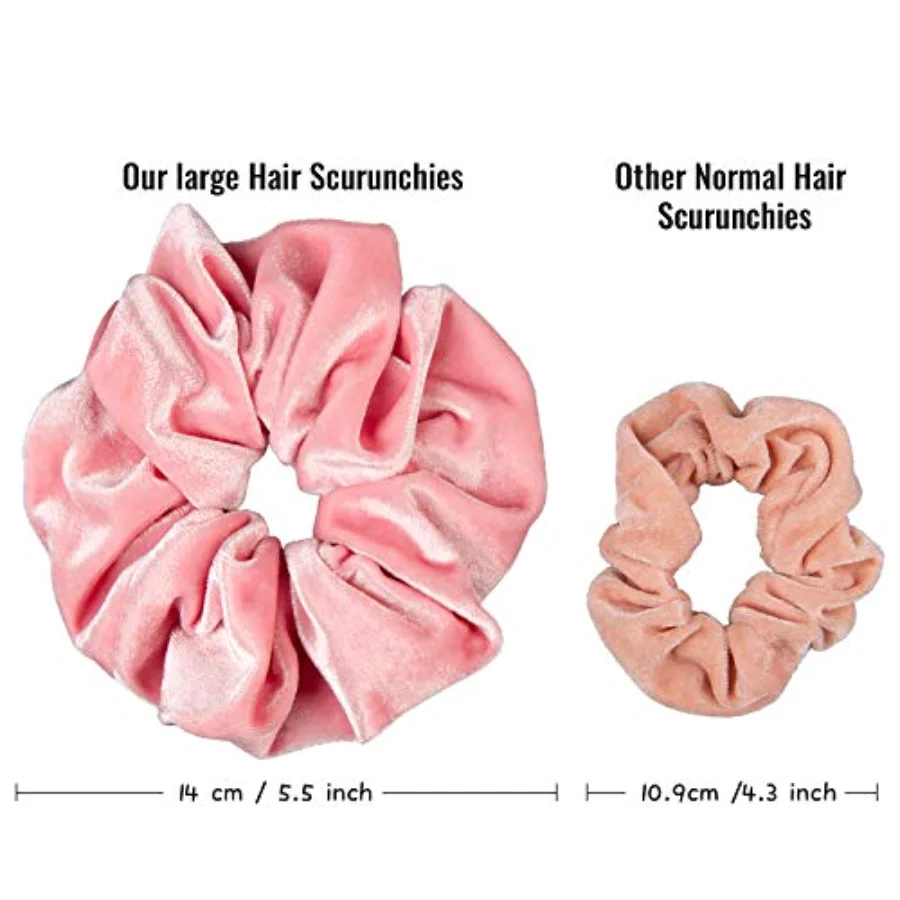 Blush Theme Hair Scrunchies Large Velvet Hair Bands Pink Soft Elastic, view 2