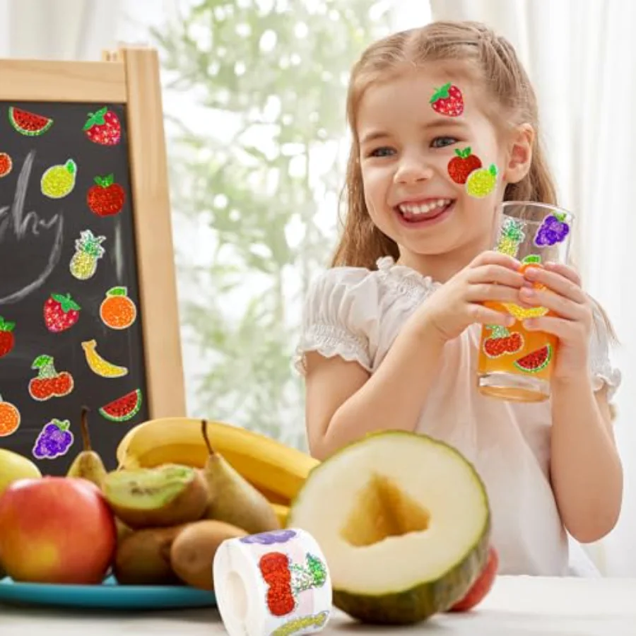 Summer Fruit Stickers Roll Holographic Apples Lemon Strawberry Seal, view 4