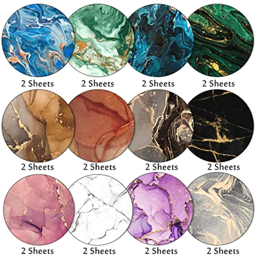 24Pcs Marble Pattern Paper Pack Colorful Marble Scrapbook Specialty Paper, view 3