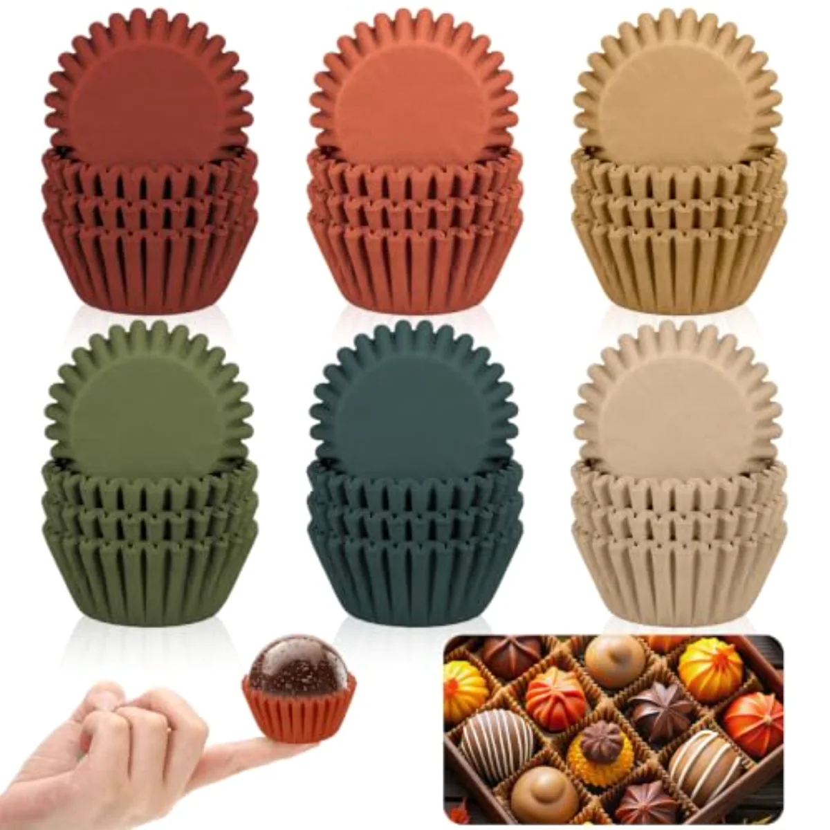 600 Pcs Fall Mini Cupcake Liners Warm Autumn Paper Baking Cups Wedding