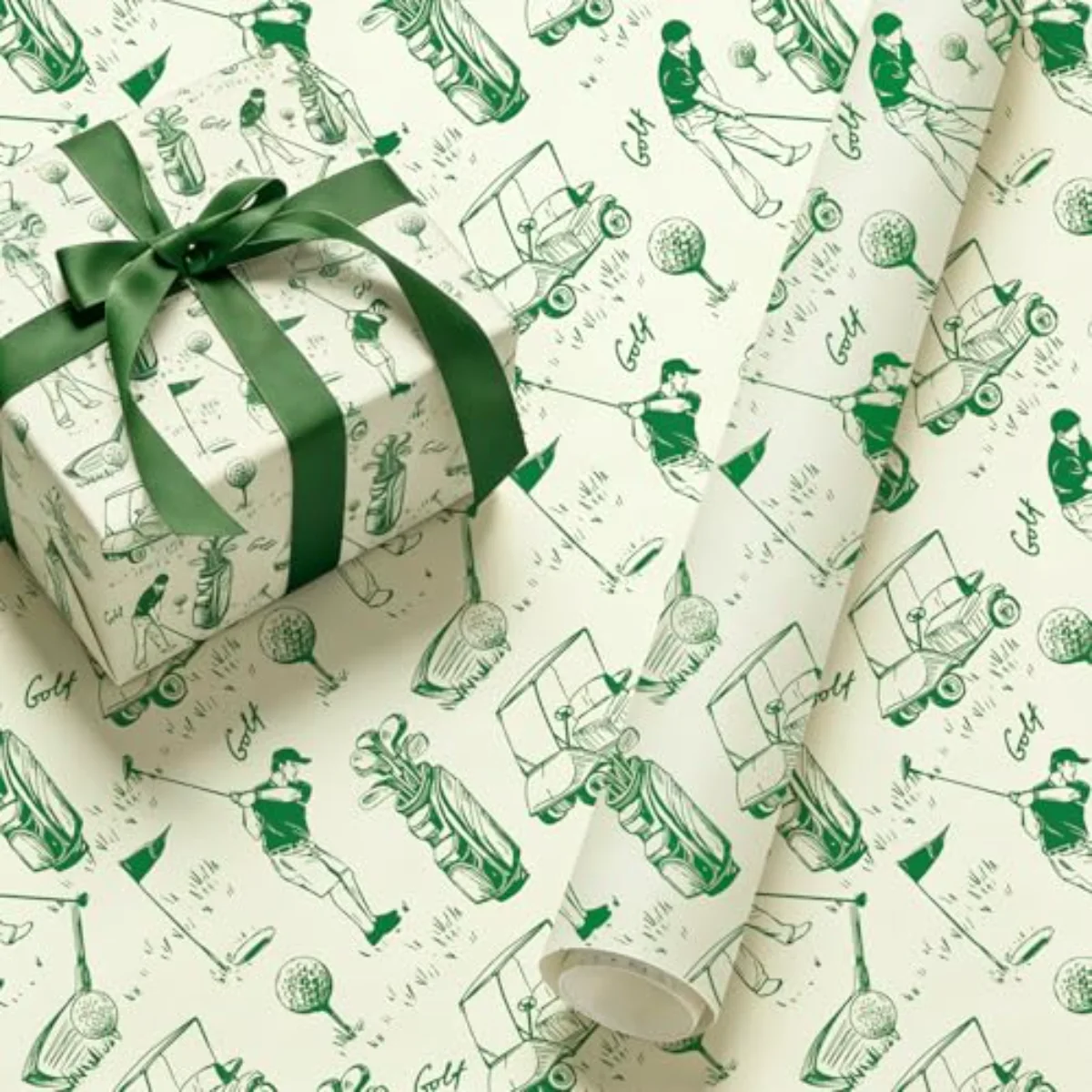 Golf Wrapping Paper -Mini Roll- 17 In x 32.8 Ft Green Sports Theme Gift