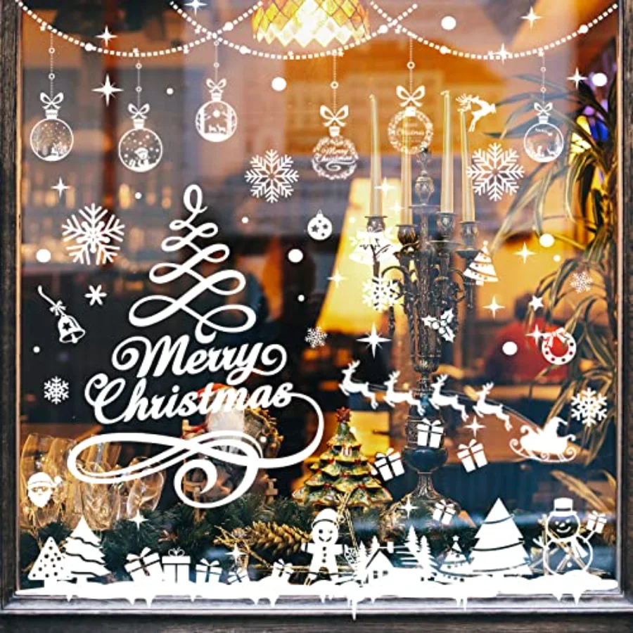 9 Sheets Christmas Window Clings Stickers Double-Sided Merry Christmas, view 3