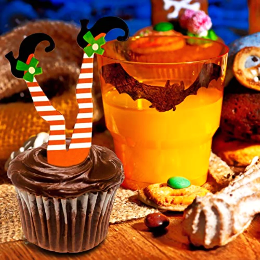 Halloween Cupcake Toppers Witch Boot Paper Cupcake Decorations for Cupcake, view 4