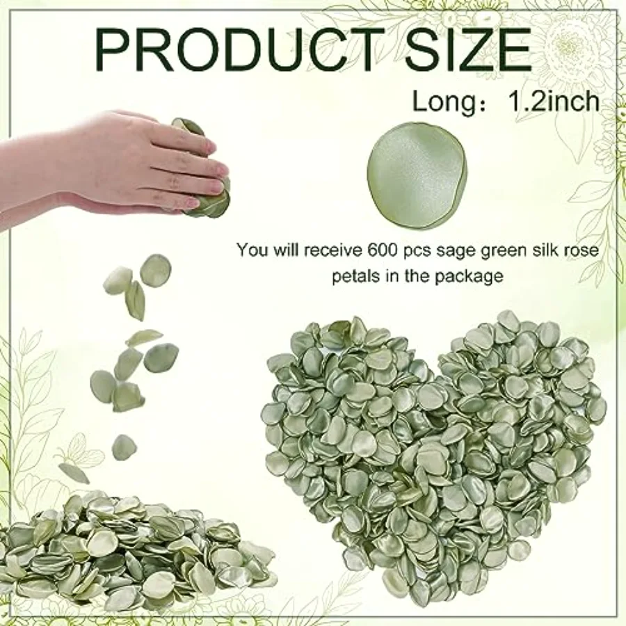 600 Pcs Silk Rose Petals Sage Green Flower Petals Artificial Scatter, view 2