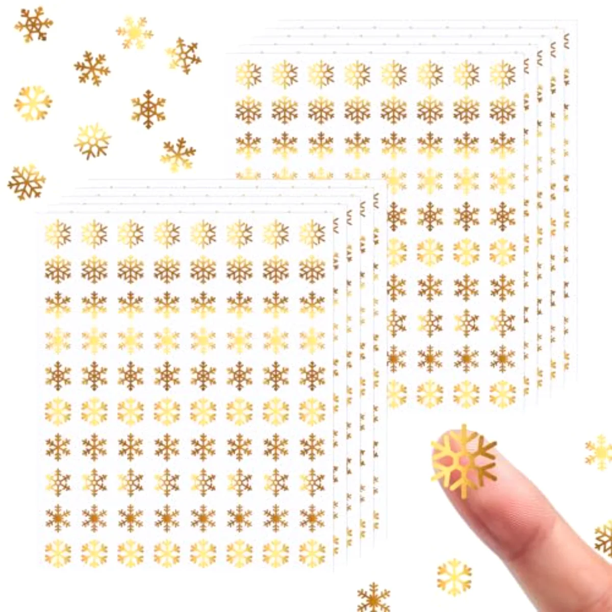 800Pcs Winter Snowflake Mini Stickers Christmas Gold Snowflake Self