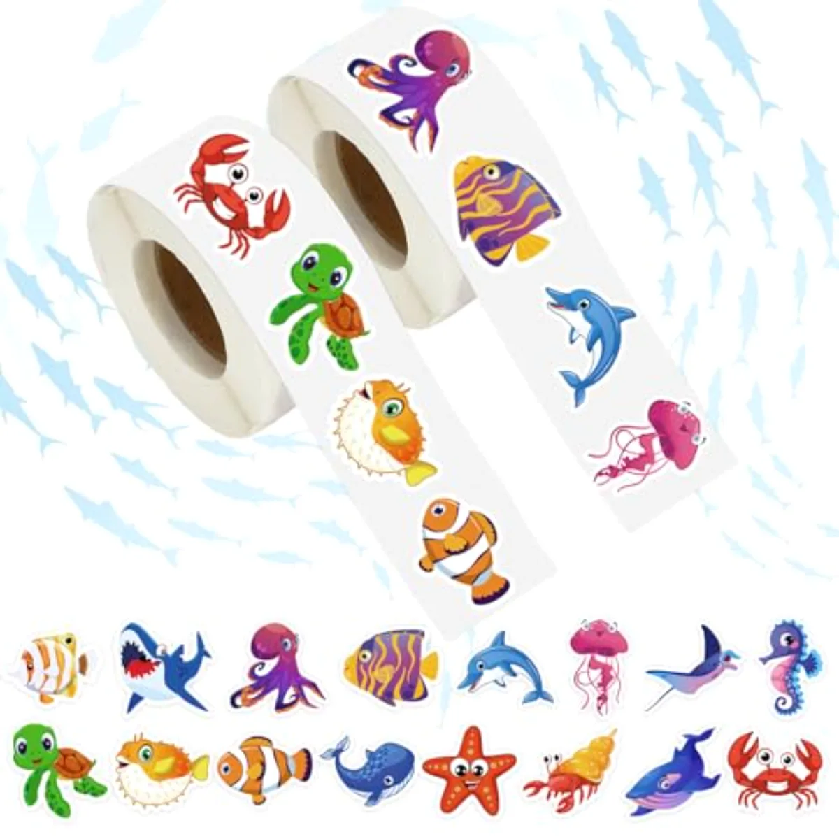 1400Pcs Ocean Animal Stickers 16 Designs Cute Cartoon Under The Sea