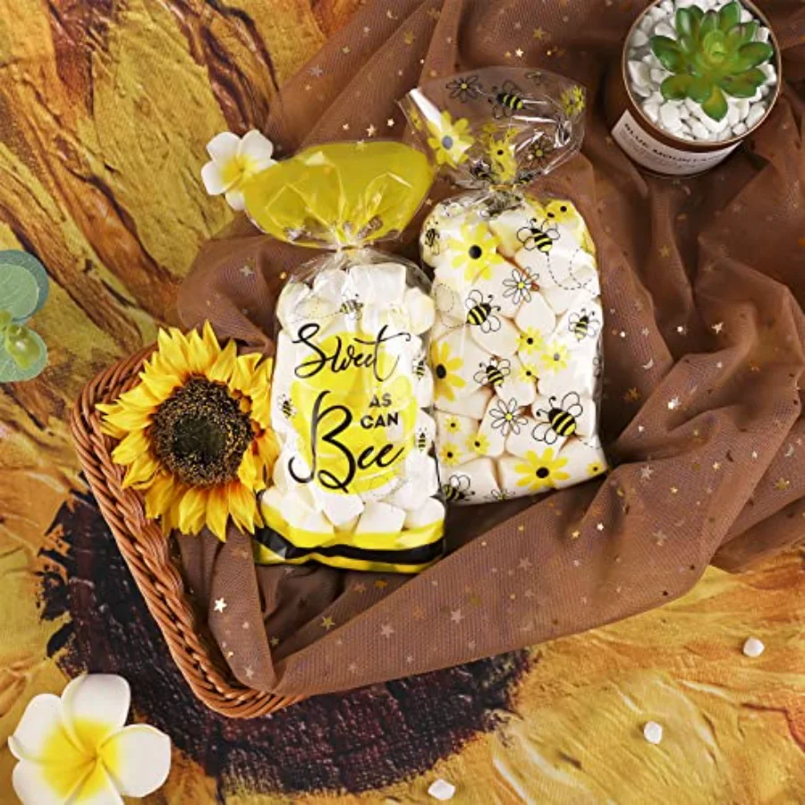 150 Pcs Spring Summer Bee Party Cello Bags 3 Design Honey Bee Cellophane, view 4