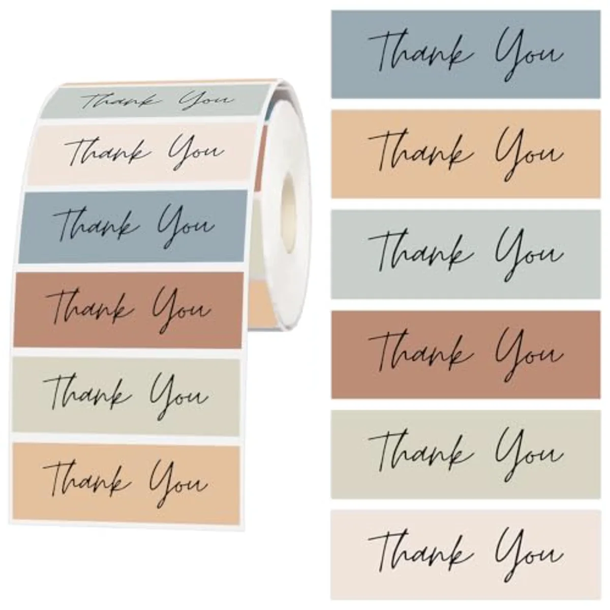1000Pcs Boho Thank You Stickers 6 Colors Rectangular Paper Decals Adhesive