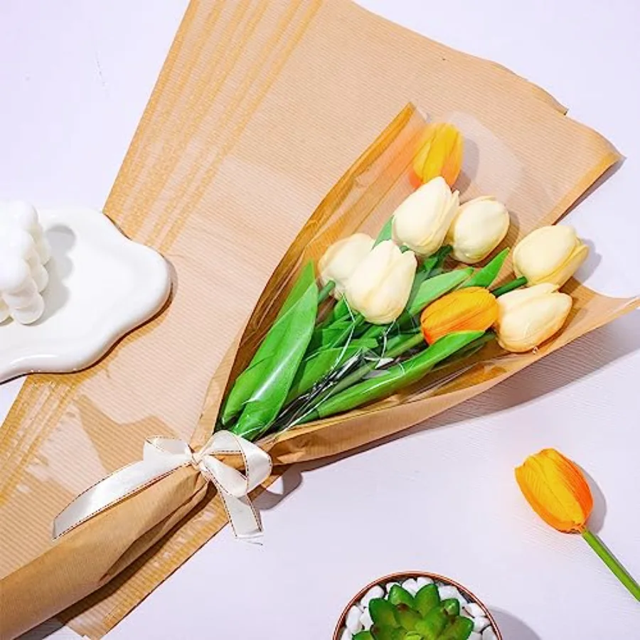 50Pcs Flower Wrapping Bags Mother's Day Kraft Paper Floral Packing Sleeves, view 4