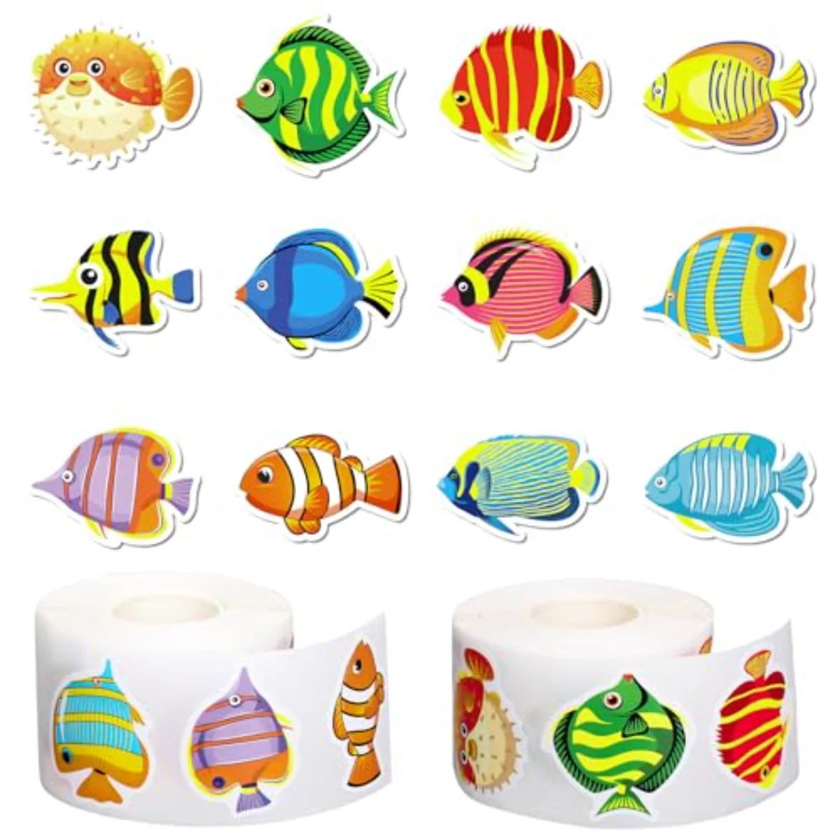 1000 Pcs Tropical Fish Stickers Summer Cartoon Ocean Fish Stickers Under