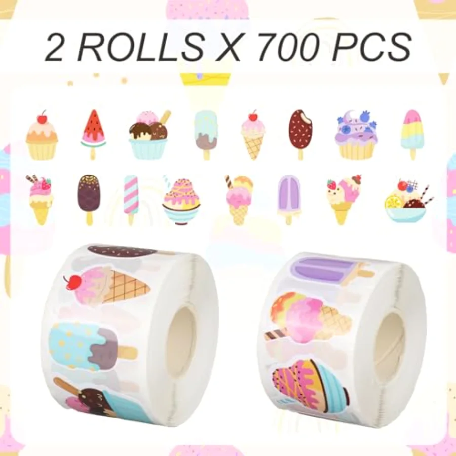 1400Pcs Ice Cream Sticker Summer Popsicle Sticker 16 Designs Sweet Dessert, view 2