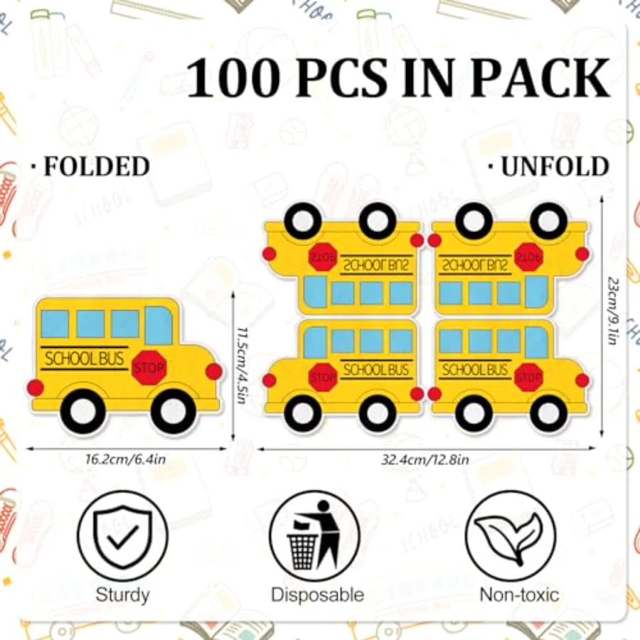 100Pcs Back to School Paper Napkin Yellow School Bus Disposable Napkins, view 2